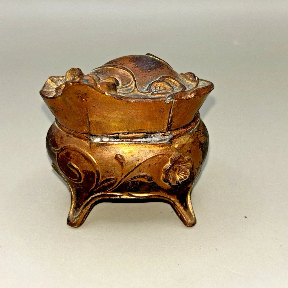 Antique Golden Art Nouveau Jewelry Casket Box